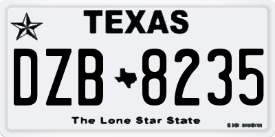 TX license plate DZB8235