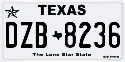TX license plate DZB8236
