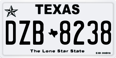 TX license plate DZB8238