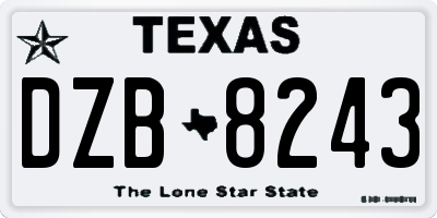 TX license plate DZB8243