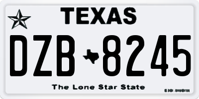 TX license plate DZB8245
