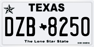 TX license plate DZB8250