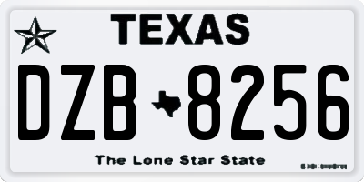 TX license plate DZB8256