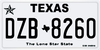 TX license plate DZB8260
