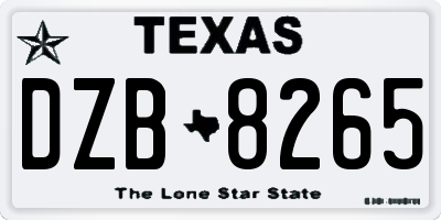 TX license plate DZB8265