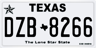 TX license plate DZB8266