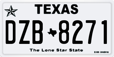 TX license plate DZB8271