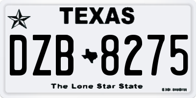 TX license plate DZB8275