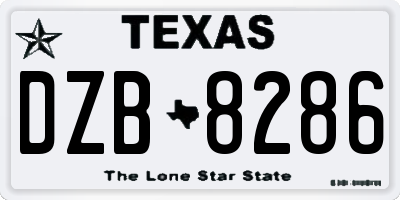 TX license plate DZB8286