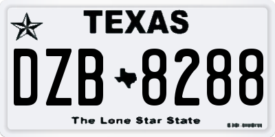 TX license plate DZB8288