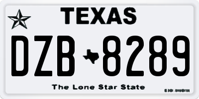 TX license plate DZB8289