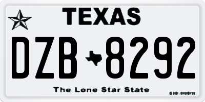 TX license plate DZB8292