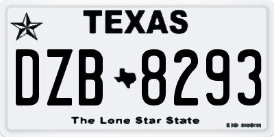 TX license plate DZB8293