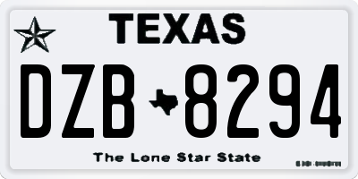 TX license plate DZB8294