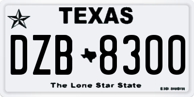 TX license plate DZB8300