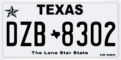 TX license plate DZB8302