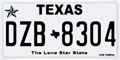 TX license plate DZB8304