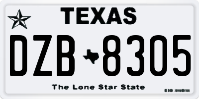 TX license plate DZB8305