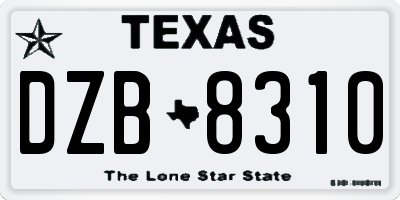 TX license plate DZB8310