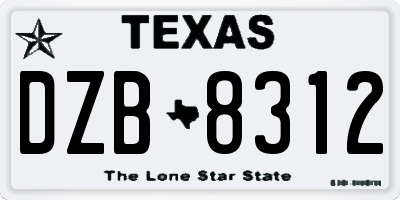 TX license plate DZB8312