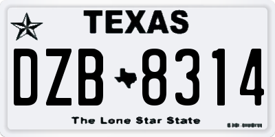 TX license plate DZB8314