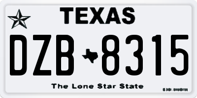 TX license plate DZB8315