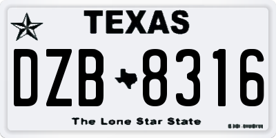 TX license plate DZB8316