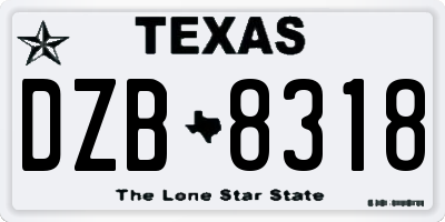 TX license plate DZB8318