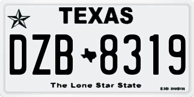 TX license plate DZB8319