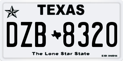 TX license plate DZB8320