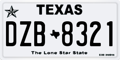 TX license plate DZB8321