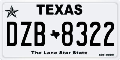 TX license plate DZB8322
