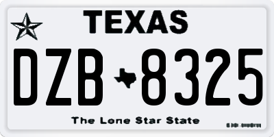 TX license plate DZB8325