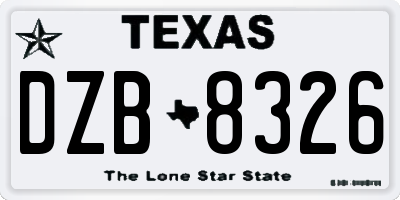 TX license plate DZB8326