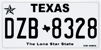 TX license plate DZB8328