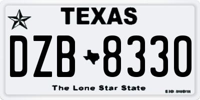 TX license plate DZB8330