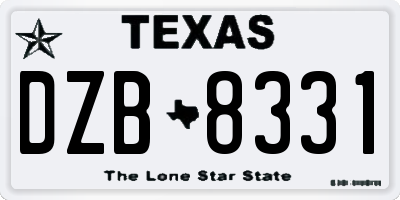 TX license plate DZB8331