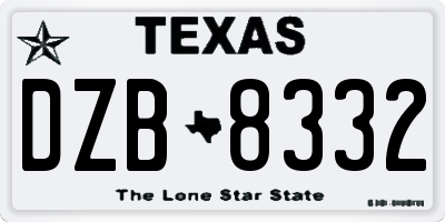 TX license plate DZB8332