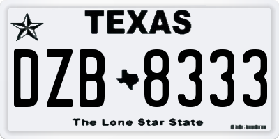 TX license plate DZB8333