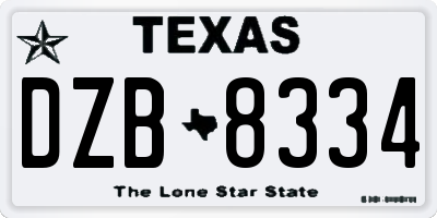 TX license plate DZB8334