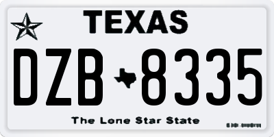 TX license plate DZB8335