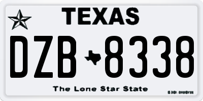 TX license plate DZB8338