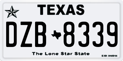 TX license plate DZB8339