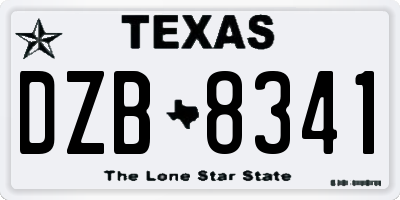 TX license plate DZB8341