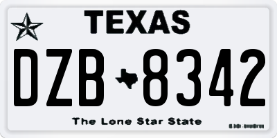 TX license plate DZB8342