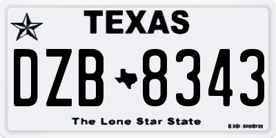 TX license plate DZB8343