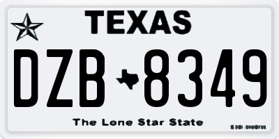 TX license plate DZB8349