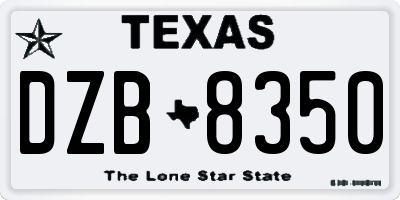 TX license plate DZB8350