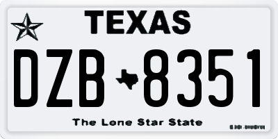 TX license plate DZB8351