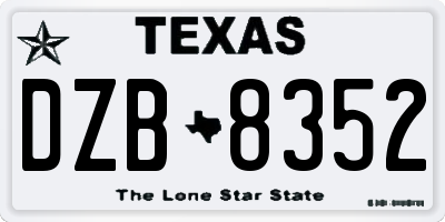 TX license plate DZB8352